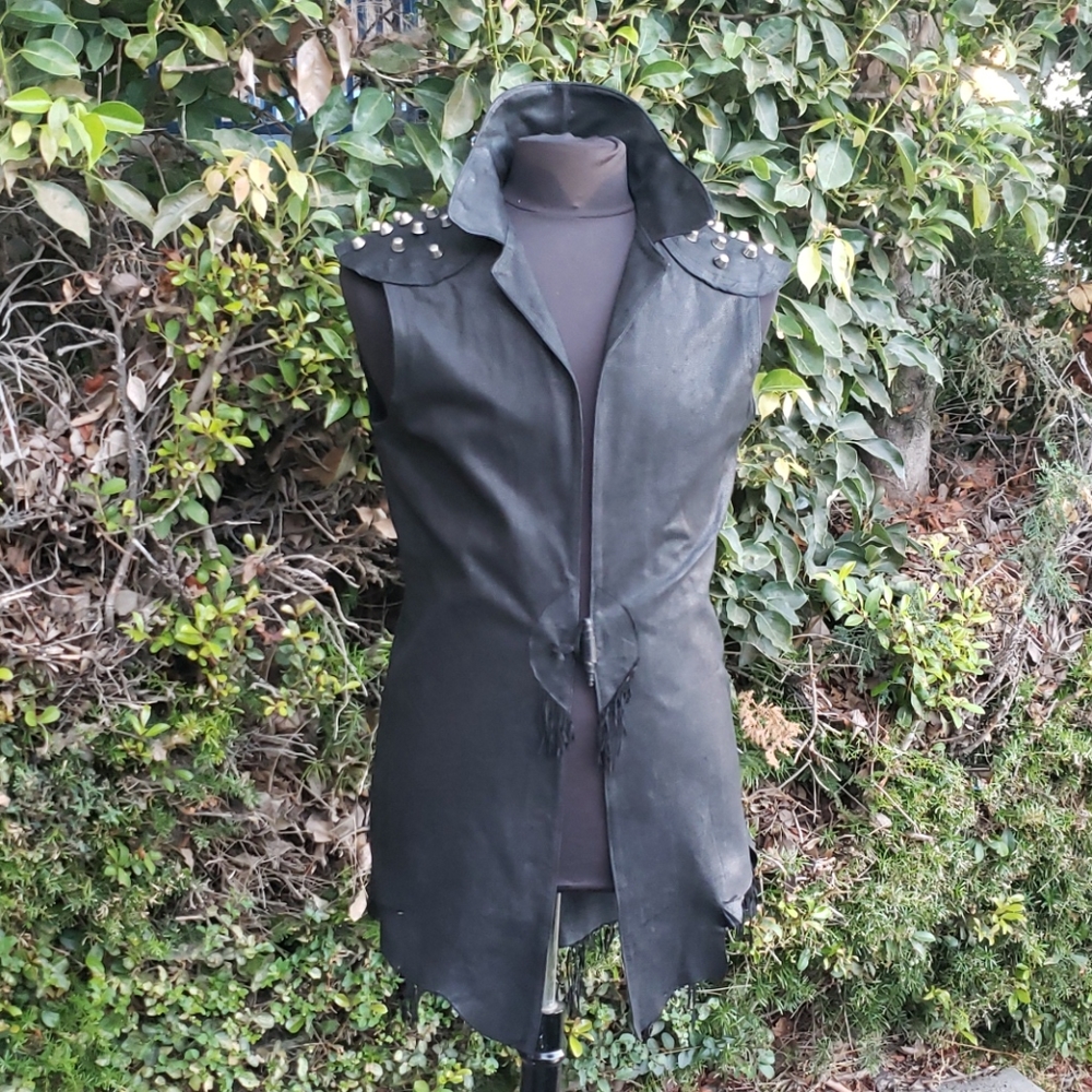 Amazing Elizabeth Michaels Leather Studded Vest